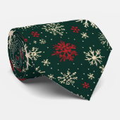 rood groen betegeld patroon Kerstmis sneeuwvlokken Stropdas (Opgerold)