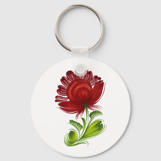 Rood groen bladerblad Plant Sleutelhanger (Voorkant)