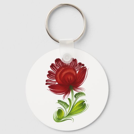 Rood groen bladerblad Plant Sleutelhanger (Achterkant)