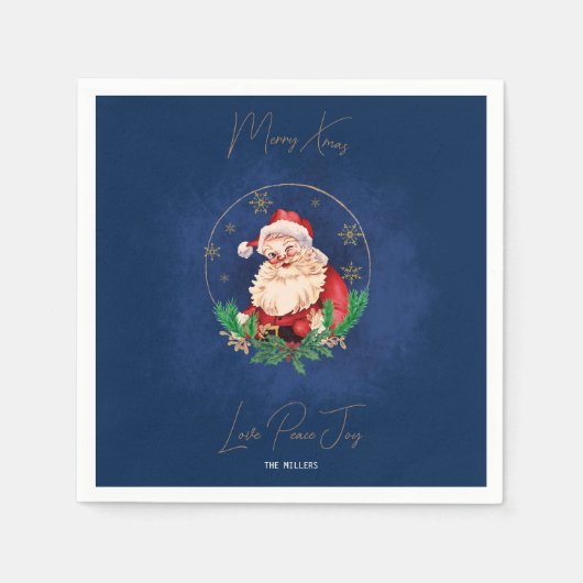 Rood Groen Blauw Elegant Vrolijk Kerstfeest Servet (Voorkant)