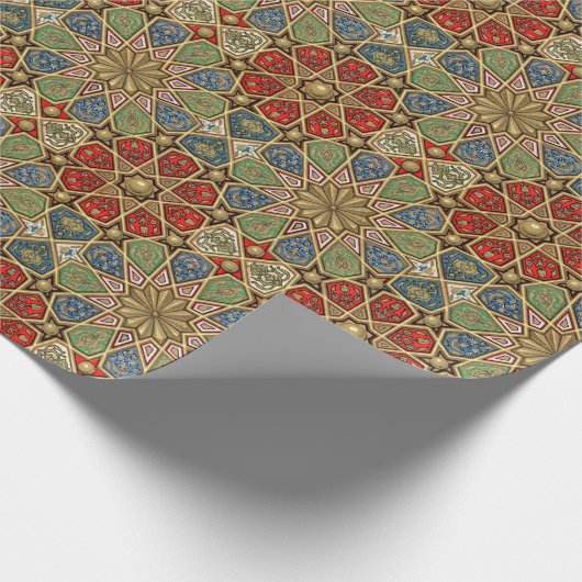 Rood Groen Blauw Faux Goud Arabisch Kunstpatroon Cadeaupapier (Hoek)