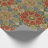 Rood Groen Blauw Faux Goud Arabisch Kunstpatroon Cadeaupapier (Hoek)