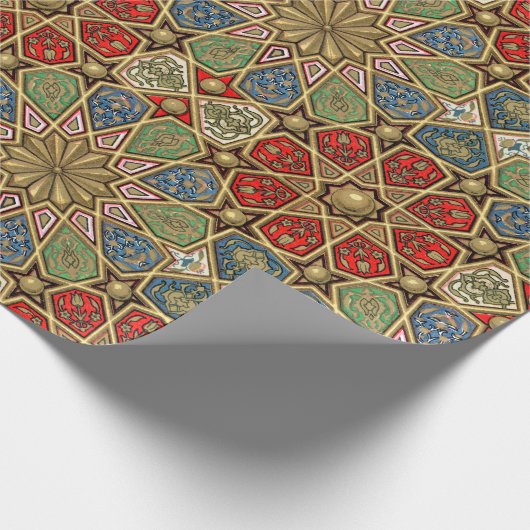 Rood Groen Blauw Faux Goud Arabisch Kunstpatroon Cadeaupapier (Hoek)