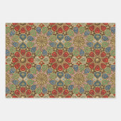 Rood Groen Blauw Faux Goud Arabisch Kunstpatroon Inpakpapier Vel (Voorkant 3)