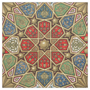 Rood Groen Blauw Faux Goud Arabisch Kunstpatroon Stof