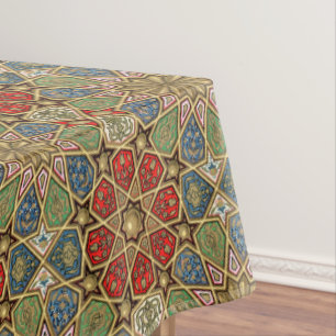Rood Groen Blauw Faux Goud Arabisch Kunstpatroon Tafelkleed