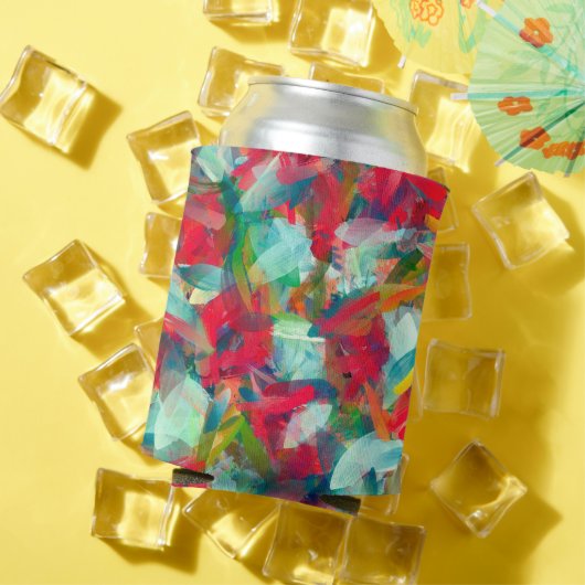 Rood groen blauw Geel Abstractie Blikjeskoeler (Insitu Zomer)