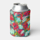 Rood groen blauw Geel Abstractie Blikjeskoeler (Blikje Voorkant)