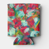 Rood groen blauw Geel Abstractie Blikjeskoeler (Voorkant)