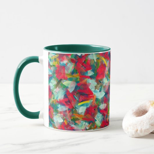 Rood groen blauw Geel Abstractie Mok (Met donut)