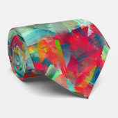 Rood groen blauw Geel Abstractie Stropdas (Opgerold)