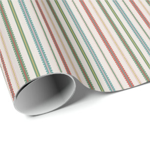 Rood Groen Blauw Geschulpte Strepen Kerstmis Cadeaupapier