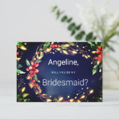 Rood groen blauw Kerst bloemenkrans Bruidsmeisje Kaart (Staand voorkant)