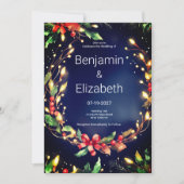 Rood groen blauw Kerst bloemenkrans Trouwen Kaart (Voorkant)