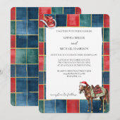 Rood Groen Blauw Kerst Cowboy Paard Huwelijk Kaart (Voorkant / Achterkant)