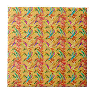 Rood Groen Blauw Paars Abstract Bloemmotief Art De Tegeltje
