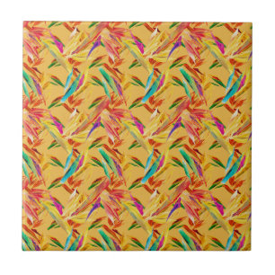 Rood Groen Blauw Paars Abstract Bloemmotief Art De Tegeltje