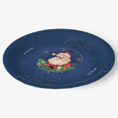 Rood Groen Blauw Santa Elegant Vrolijk Kerstfeest Papieren Bordje (Gekanteld)