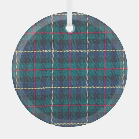 Rood, groen, blauw Schots tartan patroon. Glas Ornament (Voorkant)