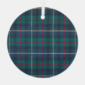 Rood, groen, blauw Schots tartan patroon. Glas Ornament (Achterkant)