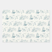 Rood Groen Blauw Toile Kerst Patroon Vakantie Inpakpapier Vel (Voorkant 3)