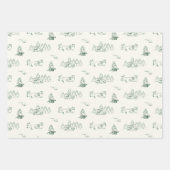 Rood Groen Blauw Toile Kerst Patroon Vakantie Inpakpapier Vel (Voorkant 2)