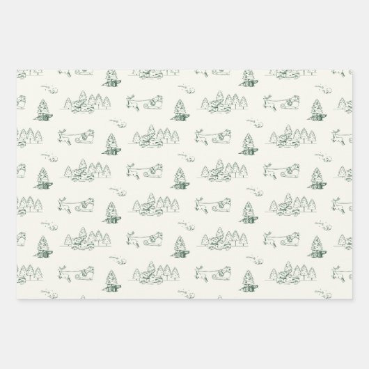 Rood Groen Blauw Toile Kerst Patroon Vakantie Inpakpapier Vel (Voorkant 2)
