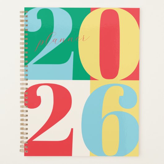 Rood Groen Blauw Vet Jaar Kleur Blok Planner (Voorkant)