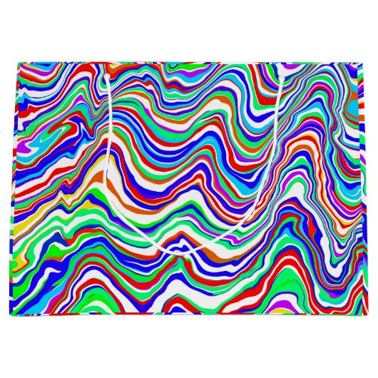 Rood, groen, blauw, wit Abstract kronkelig Birthda Groot Cadeauzakje (Voorkant)