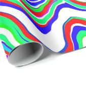 Rood, Groen, Blauw, Wit Abstract kronkelig Cadeaupapier (Rol Hoek)