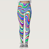 Rood, Groen, Blauw, Wit Abstract kronkelig Leggings (Voorkant)