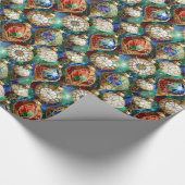 Rood Groen Blauw Wit Goud Kerstmis Ornamenten Cadeaupapier (Hoek)