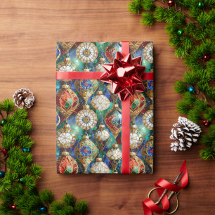 Rood Groen Blauw Wit Goud Kerstornamenten Cadeaupapier
