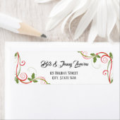 Rood & Groen Bloeiend Script | Witte kerst Etiket (Insitu)