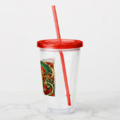 Rood Groen Bloemen Kerst Vakantie Acryl Tumbler Acryl Drinkbeker (Links)