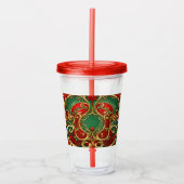 Rood Groen Bloemen Kerst Vakantie Acryl Tumbler Acryl Drinkbeker (Voorkant)