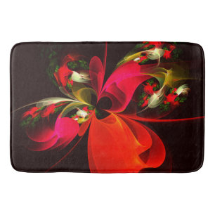 Rood Groen Bloemen Modern Abstract Kunstpatroon #0 Badmat