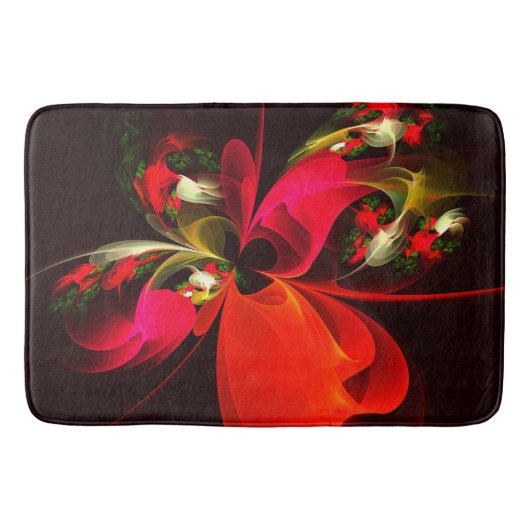 Rood Groen Bloemen Modern Abstract Kunstpatroon #0 Badmat (Voorkant)