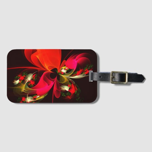 Rood Groen Bloemen Modern Abstract Kunstpatroon #0 Bagagelabel (Voorkant (horizontaal))