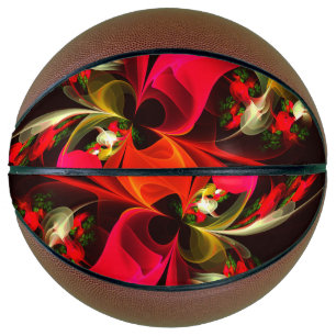 Rood Groen Bloemen Modern Abstract Kunstpatroon #0 Basketbal