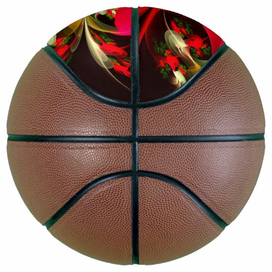 Rood Groen Bloemen Modern Abstract Kunstpatroon #0 Basketbal (Rechts)