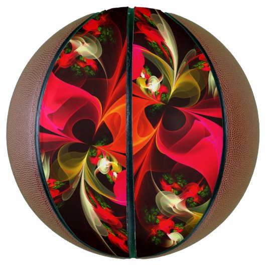 Rood Groen Bloemen Modern Abstract Kunstpatroon #0 Basketbal (Verticaal)