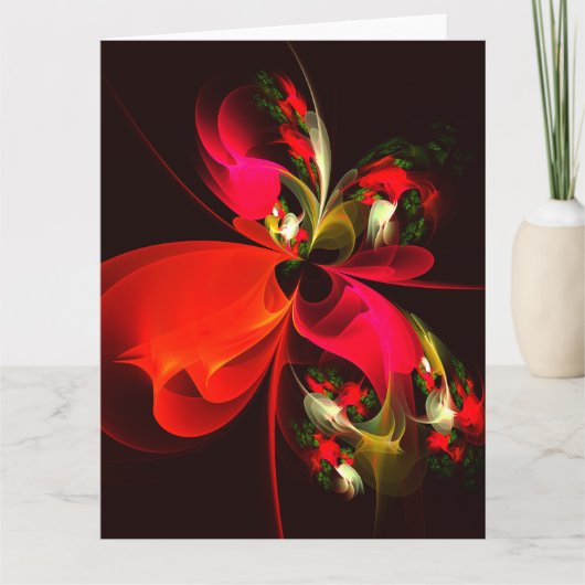 Rood Groen Bloemen Modern Abstract Kunstpatroon #0 Bedankkaart (Voorkant)