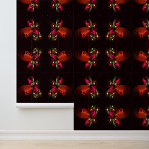 Rood Groen Bloemen Modern Abstract Kunstpatroon #0 Behang