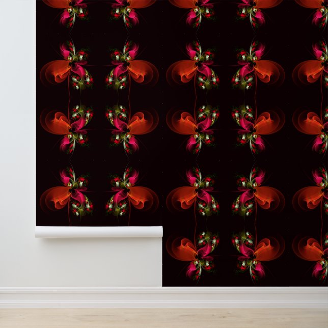 Rood Groen Bloemen Modern Abstract Kunstpatroon #0 Behang (Applicatie)