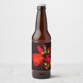 Rood Groen Bloemen Modern Abstract Kunstpatroon #0 Bier Etiket (Voorkant)