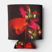 Rood Groen Bloemen Modern Abstract Kunstpatroon #0 Blikjeskoeler (Achterkant)