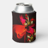 Rood Groen Bloemen Modern Abstract Kunstpatroon #0 Blikjeskoeler (Blikje Achterkant)