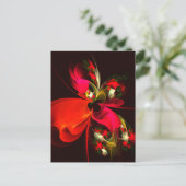 Rood Groen Bloemen Modern Abstract Kunstpatroon #0 Briefkaart (Staand voorkant)