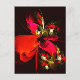 Rood Groen Bloemen Modern Abstract Kunstpatroon #0 Briefkaart
